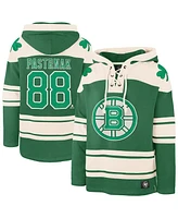 '47 Brand Men's David Pastrnak Kelly Green Boston Bruins St. Patrick's Day Player Name Number Lacer Pullover Hoodie