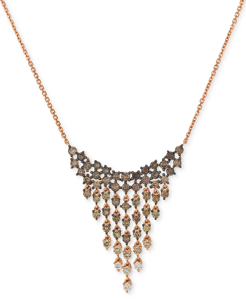 Le Vian Chocolate Ombre Diamond Cascading Adjustable 19" Statement Necklace (2 ct. t.w.) in 14k Rose Gold
