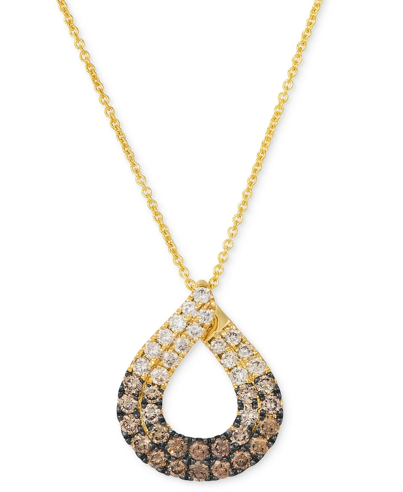Le Vian Chocolate Ombre Diamond Teardrop Adjustable 20" Pendant Necklace (3/4 ct. t.w.) in 14k Gold