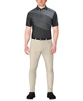 Pga Tour Men's Heather Stripe Colorblocked Polo Shirt