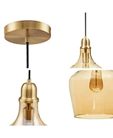 Ink+Ivy 9" Auburn Bell Shaped Hanging Glass Pendant Light