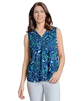Jones New York Women's Printed V-Neck Top