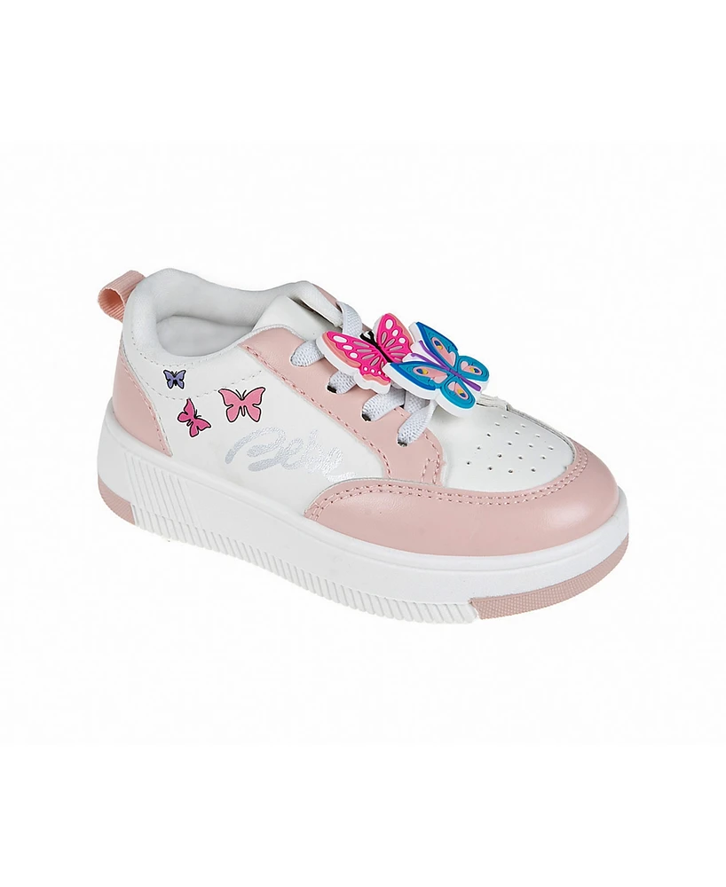 Bebe Toddler Girls Butterfly Lace Charms with Court Sneakers