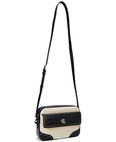 Lauren Ralph Straw & Leather Small Marcy Camera Bag
