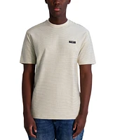Karl Lagerfeld Paris Men's Textured Stripe Logo T-Shirt