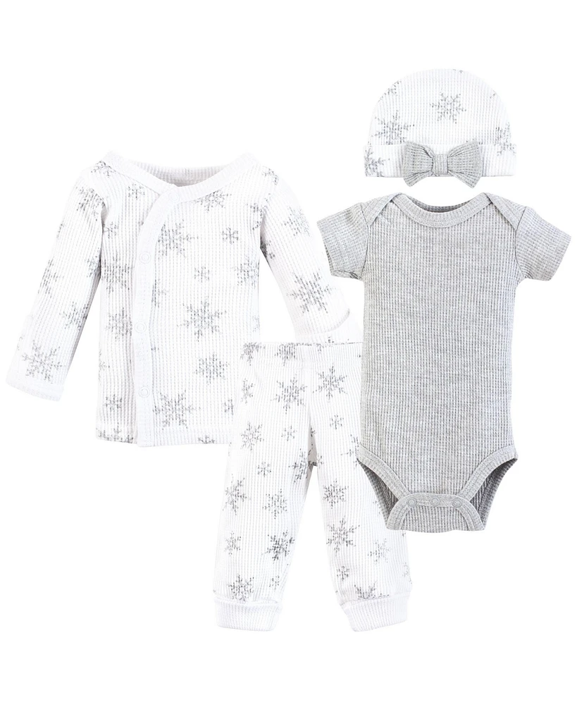 Hudson Baby Baby Girls Hudson Thermal Preemie Layette 4pc Set, Snowflake, Preemie