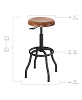 Seville Classics Acacia Wood Seat Pneumatic Adjustable Work Stool