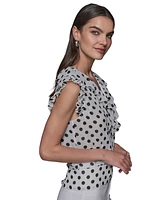 Karl Lagerfeld Paris Women's Dot-Print Ruffled Top