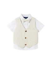 Andy & Evan Baby Boys Short Sleeve Buttondown Bowtie Vest Set