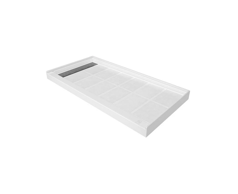 Casainc 60"W X 30"D Solid Surface Single Threshold Shower Base Anti-Slip Shower Pan