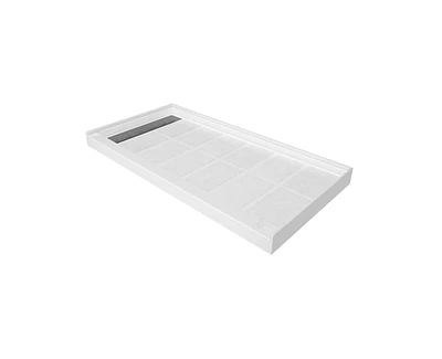Casainc 60"W X 30"D Solid Surface Single Threshold Shower Base Anti-Slip Shower Pan