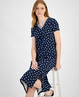 Tommy Hilfiger Women's Island Dot V-Neck Midi Dress