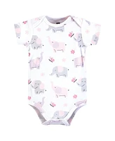 Hudson Baby Girls Cotton Bodysuits, Elephant Butterfly, 9-12 Months