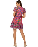 Adrianna by Adrianna Papell Women's Printed Puff-Sleeve Mini Dress