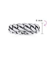 Bling Jewelry Solid Braided Celtic Eternity Band Knot Cable Curb Cuban Link Chain Rings Bands .925 Sterling Silver 5MM