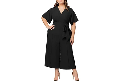 Kiyonna Plus Evelyn Cropped Wide Leg Jumpsuit