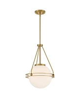 Saturna 13" Modern Pendant Ceiling Light Fixture Dining Room Over Table Kitchen Island Foyer Globe Hanging Round Soft Gold Finish White Glass Hallway