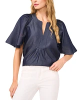 CeCe Women's Flutter-Short-Sleeve V-Neck Top