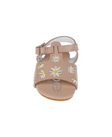 Bebe Toddler Girls Denim and Embroidered Flowers Sandals