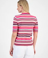 Nautica Jeans Women's Cotton Striped Short-Sleeve Sweater
