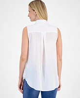 Nautica Jeans Women's Cotton Solid-Color Sleeveless Shirt