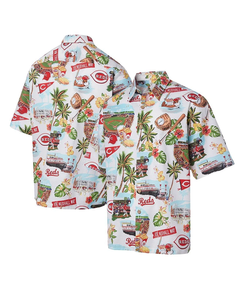 Reyn Spooner Men's White Cincinnati Reds Scenic Button-Up Shirt