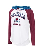 G-iii 4Her by Carl Banks Women's White Colorado Avalanche Vip Raglan Long Sleeve Hoodie T-Shirt
