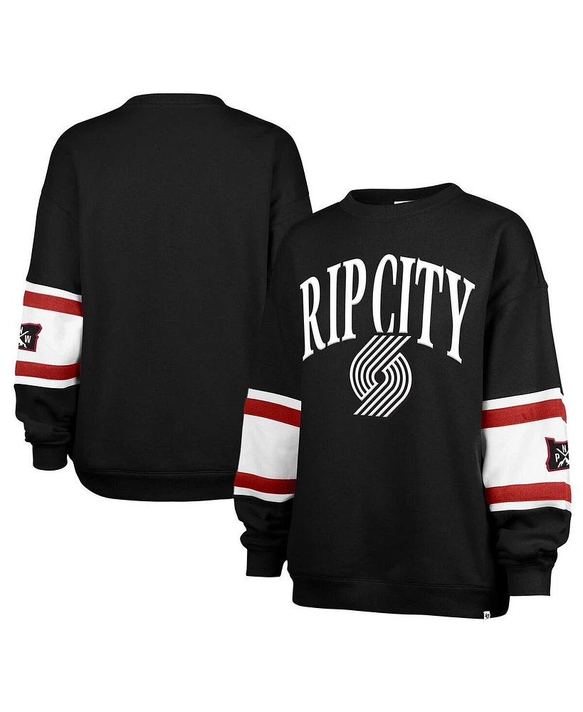 '47 Brand Women's Black Portland Trail Blazers 2024/25 City Edition Steadfast Paneled Pullover Sweatshirt