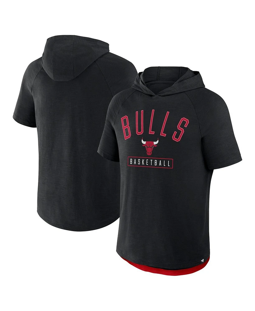 Fanatics Men's Black Chicago Bulls Pass Legend Hooded T-Shirt