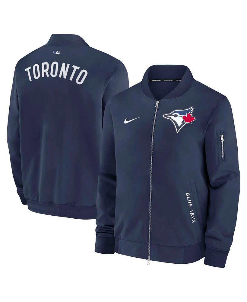 Nike Men's Navy Toronto Blue Jays Authentic Collection Dugout Full-Zip Bomber Jacket