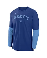 Nike Men's Royal/Light Blue Kansas City Royals Authentic Collection Player Lightweight Performance Long Sleeve Top