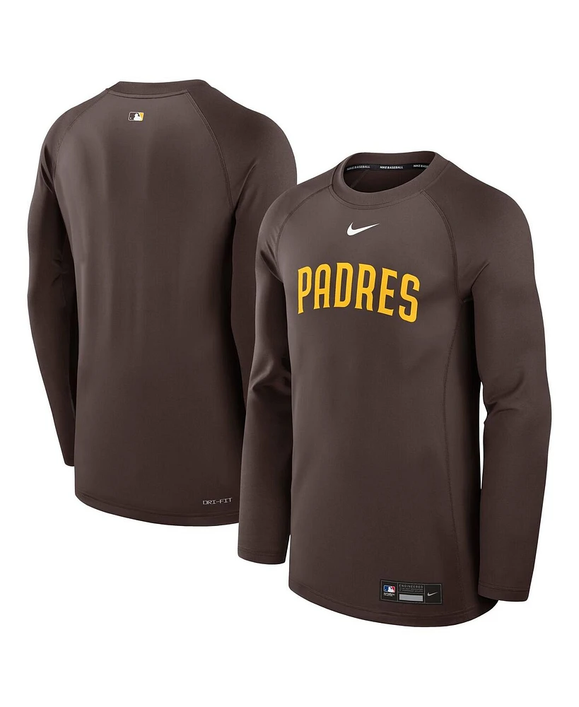 Nike Men's Brown San Diego Padres Authentic Collection Game Time Raglan Performance Long Sleeve T-Shirt