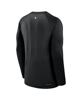 Nike Men's Black Miami Marlins Authentic Collection Game Time Raglan Performance Long Sleeve T-Shirt