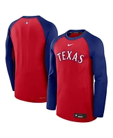 Nike Men's Red/Royal Texas Rangers Authentic Collection Game Time Raglan Performance Long Sleeve T-Shirt