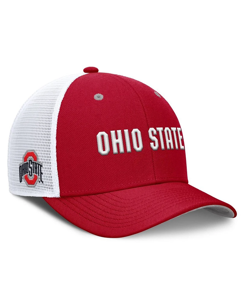 Nike Men's Scarlet Ohio State Buckeyes 2025 Dugout Coaches Rise Performance Trucker Adjustable Hat
