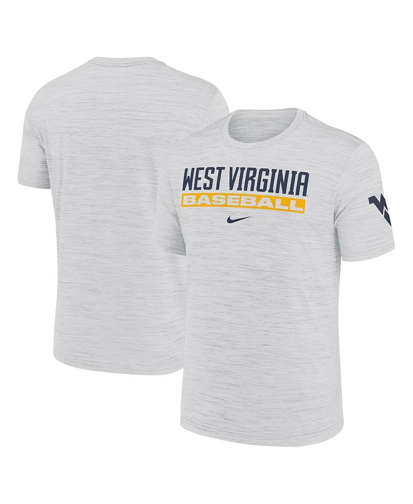 Nike Men's Ash West Virginia Mountaineers Velocity Baseball Wordmark Stack Performance T-Shirt