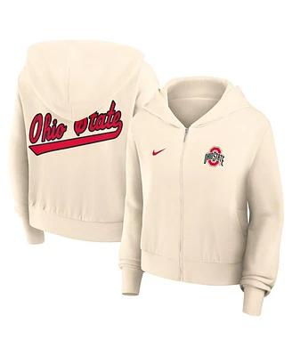 Nike Women's Cream Ohio State Buckeyes Chill Midi Full-Zip Hoodie