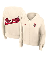 Nike Women's Cream Ohio State Buckeyes Chill Midi Full-Zip Hoodie