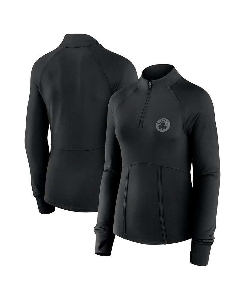 Fanatics Women's Black Boston Celtics Elements Match Raglan Quarter-Zip Top