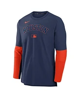 Nike Men's Navy/Orange Houston Astros Authentic Collection Player Lightweight Performance Long Sleeve Top
