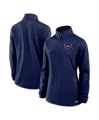 Fanatics Women's Navy Washington Capitals Authentic Pro Rink Lightweight Quarter-Zip Pullover Top