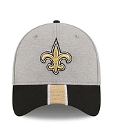New Era Men's Heather Gray/Black Orleans Saints Striped 39THIRTY Flex Hat