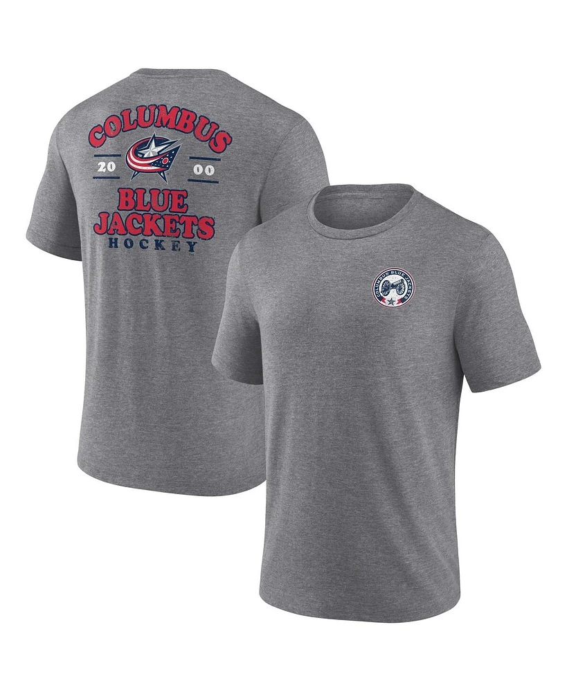 Fanatics Men's Heather Gray Columbus Blue Jackets Winger Tri-Blend T-Shirt