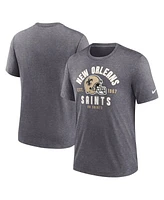 Nike Men's Heather Charcoal New Orleans Saints Helmet Tri-Blend T-Shirt