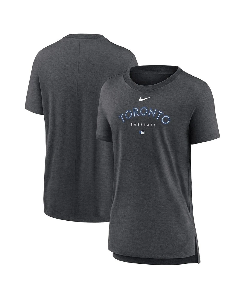 Nike Women's Heather Charcoal Toronto Blue Jays Authentic Collection Early Work Tri-Blend T-Shirt