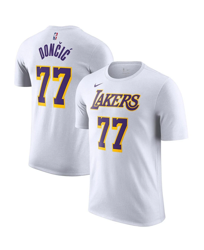 Nike Men's Luka Doncic White Los Angeles Lakers Statement Edition Name Number T-Shirt