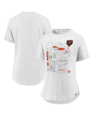 Fanatics Women's Heathered White Chicago Bears True Classics Hometown Tacked T-Shirt