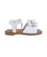 Bebe Toddler Girls Bow and Charm with Rhinestones Sandals