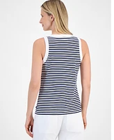 Nautica Jeans Women's Striped Button Sleeveless Sweater