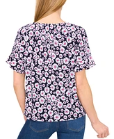 CeCe Women's Floral-Print Ruffle-Sleeve Blouse